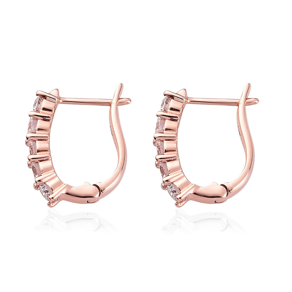 9K Rose Gold SGL Certified Pink Diamond (I2) Clasp Earrings 0.50 Ct.