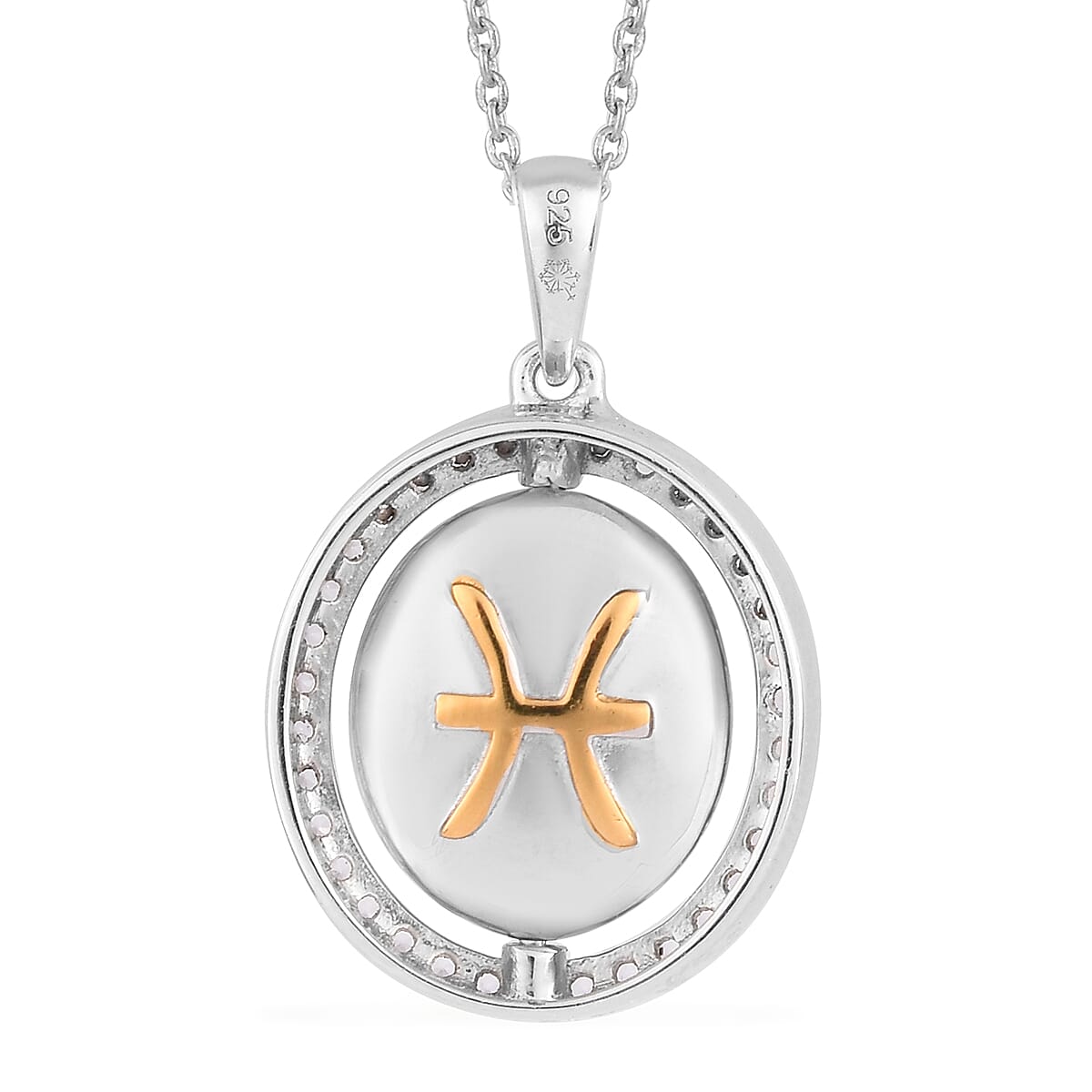 Natural Cambodian Zircon Zodiac-Aquarius Pendant with Chain (Size 20) in Yellow Gold and Platinum Overlay Sterling Silver, Silver wt. 7.50 Gms