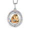 Natural Cambodian Zircon Zodiac -Taurus Pendant with Chain (Size 20) in Yellow Gold and Platinum Overlay Sterling Silver, Silver Wt 6.70 Gms