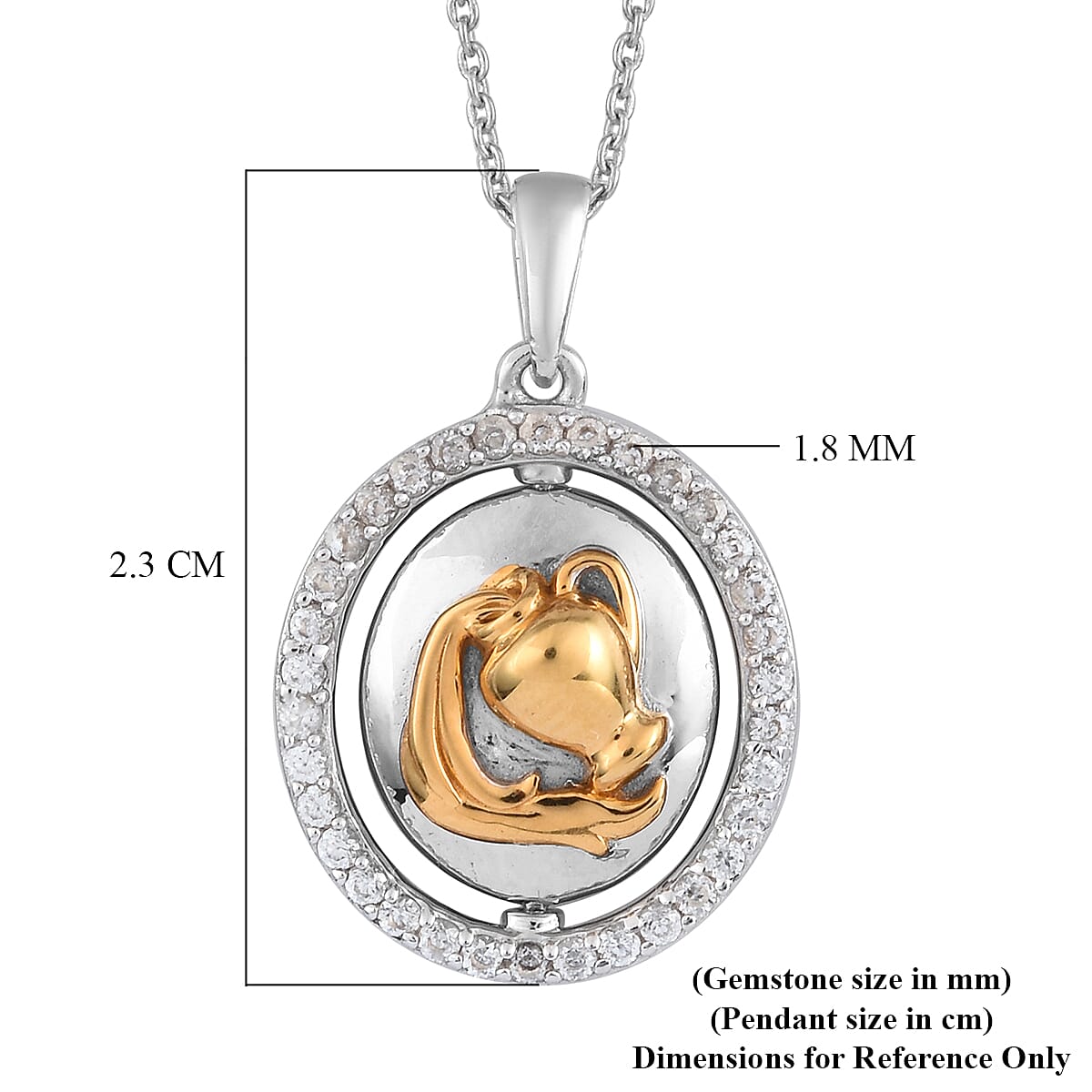 Natural Zircon Zodiac-Aquarius Pendant with Chain (Size 20) in Yellow Gold and Platinum Overlay Sterling Silver, Silver Wt. 7.50 Gms