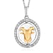 Natural Zircon Zodiac-Pisc Sagittarius es Pendant with Chain (Size 20) in Yellow Gold and Platinum Overlay Sterling Silver, Silver wt. 6.60 Gms