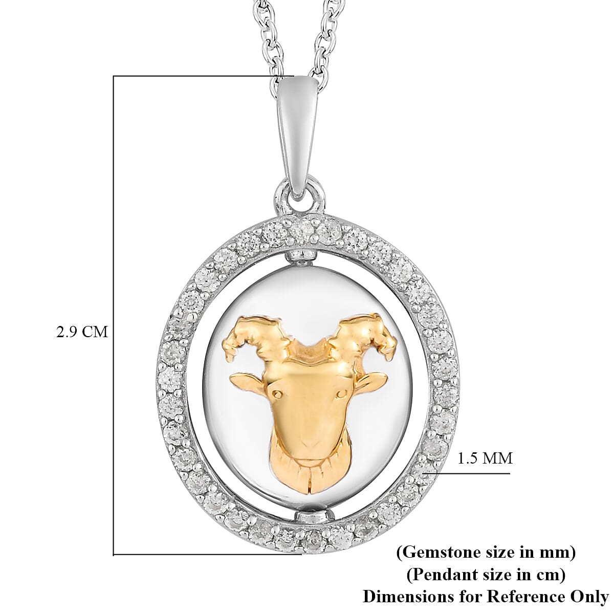 Natural Cambodian Zircon Zodiac-Capricorn Pendant with Chain (Size 20) in Yellow Gold and Platinum Overlay Sterling Silver, Silver wt. 7.20 Gms