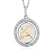 Natural Zircon Zodiac-Pisc Sagittarius es Pendant with Chain (Size 20) in Yellow Gold and Platinum Overlay Sterling Silver, Silver wt. 6.60 Gms