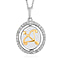 Natural Cambodian Zircon Zodiac-Pisces Pendant with Chain (Size 20) in Yellow Gold and Platinum Plated Sterling Silver, Silver wt. 7.40 Gms
