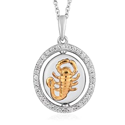 Natural Cambodian Zircon Zodiac-Gemini Pendant with Chain (Size 20) in Yellow Gold and Platinum Plated Sterling Silver, Silver wt. 7.00 Gms