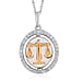 Natural Zircon Zodiac-Pisc Sagittarius es Pendant with Chain (Size 20) in Yellow Gold and Platinum Overlay Sterling Silver, Silver wt. 6.60 Gms