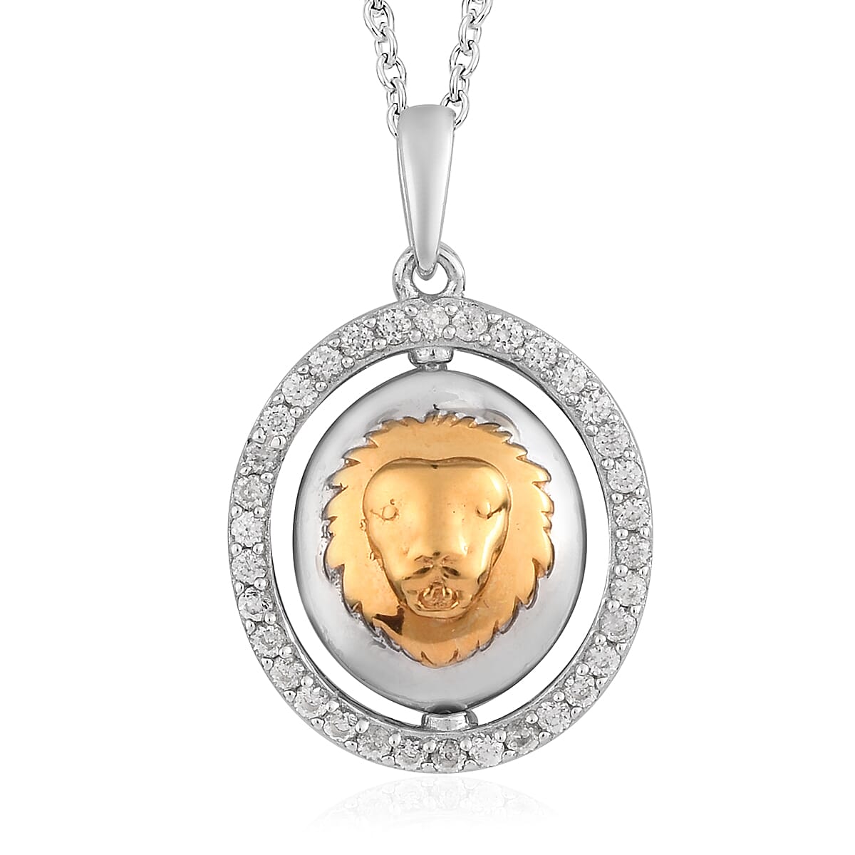 Natural Cambodian Zircon Zodiac-Leo Pendant with Chain (Size 20) in Yellow Gold and Platinum Overlay Sterling Silver, Silver wt. 7.00 Gms