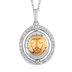 Natural Cambodian Zircon Zodiac-Gemini Pendant with Chain (Size 20) in Yellow Gold and Platinum Plated Sterling Silver, Silver wt. 7.00 Gms