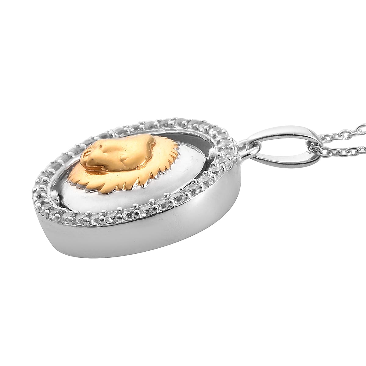 Natural Cambodian Zircon Zodiac-Leo Pendant with Chain (Size 20) in Yellow Gold and Platinum Overlay Sterling Silver, Silver wt. 7.00 Gms