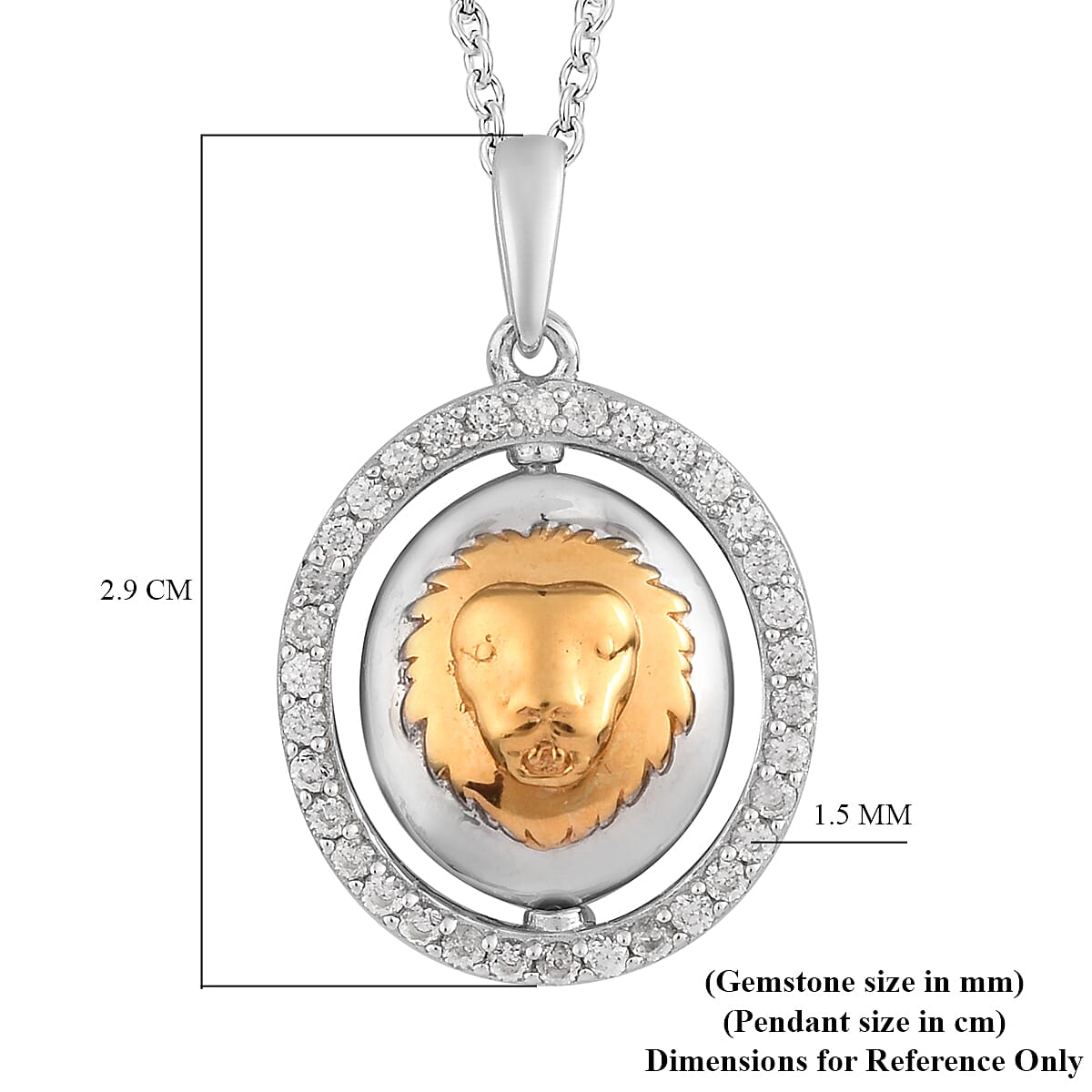 Natural Cambodian Zircon Zodiac-Leo Pendant with Chain (Size 20) in Yellow Gold and Platinum Overlay Sterling Silver, Silver wt. 7.00 Gms