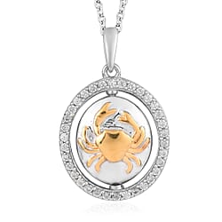 Natural Cambodian Zircon Zodiac-Gemini Pendant with Chain (Size 20) in Yellow Gold and Platinum Plated Sterling Silver, Silver wt. 7.00 Gms