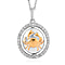 Natural Cambodian Zircon Zodiac-Capricorn Pendant with Chain (Size 20) in Yellow Gold and Platinum Plated Sterling Silver, Silver wt. 7.20 Gms