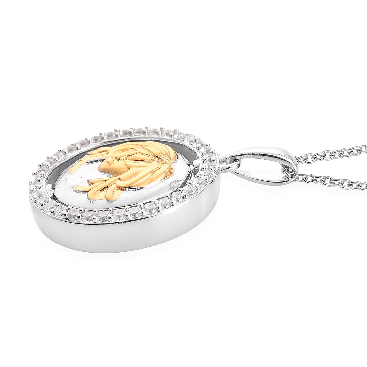 Natural Cambodian Zircon Zodiac-Gemini Pendant with Chain (Size 20) in Yellow Gold and Platinum Overlay Sterling Silver, Silver wt. 7.00 Gms