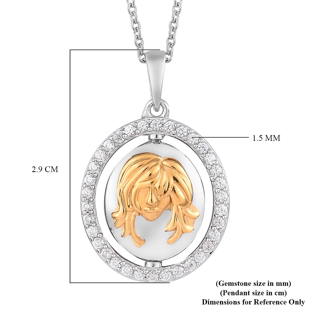 Natural Cambodian Zircon Zodiac-Gemini Pendant with Chain (Size 20) in Yellow Gold and Platinum Overlay Sterling Silver, Silver wt. 7.00 Gms