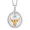 Natural Cambodian Zircon Zodiac-Aries Pendant with Chain (Size 20) in Yellow Gold and Platinum Plated Sterling Silver, Silver wt. 7.00 Gms