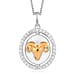 Natural Zircon Zodiac-Pisc Sagittarius es Pendant with Chain (Size 20) in Yellow Gold and Platinum Overlay Sterling Silver, Silver wt. 6.60 Gms