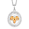 Natural Cambodian Zircon Zodiac-Scorpio Pendant with Chain (Size 20) in Yellow Gold and Platinum Plated Sterling Silver, Silver wt. 7.00 Gms