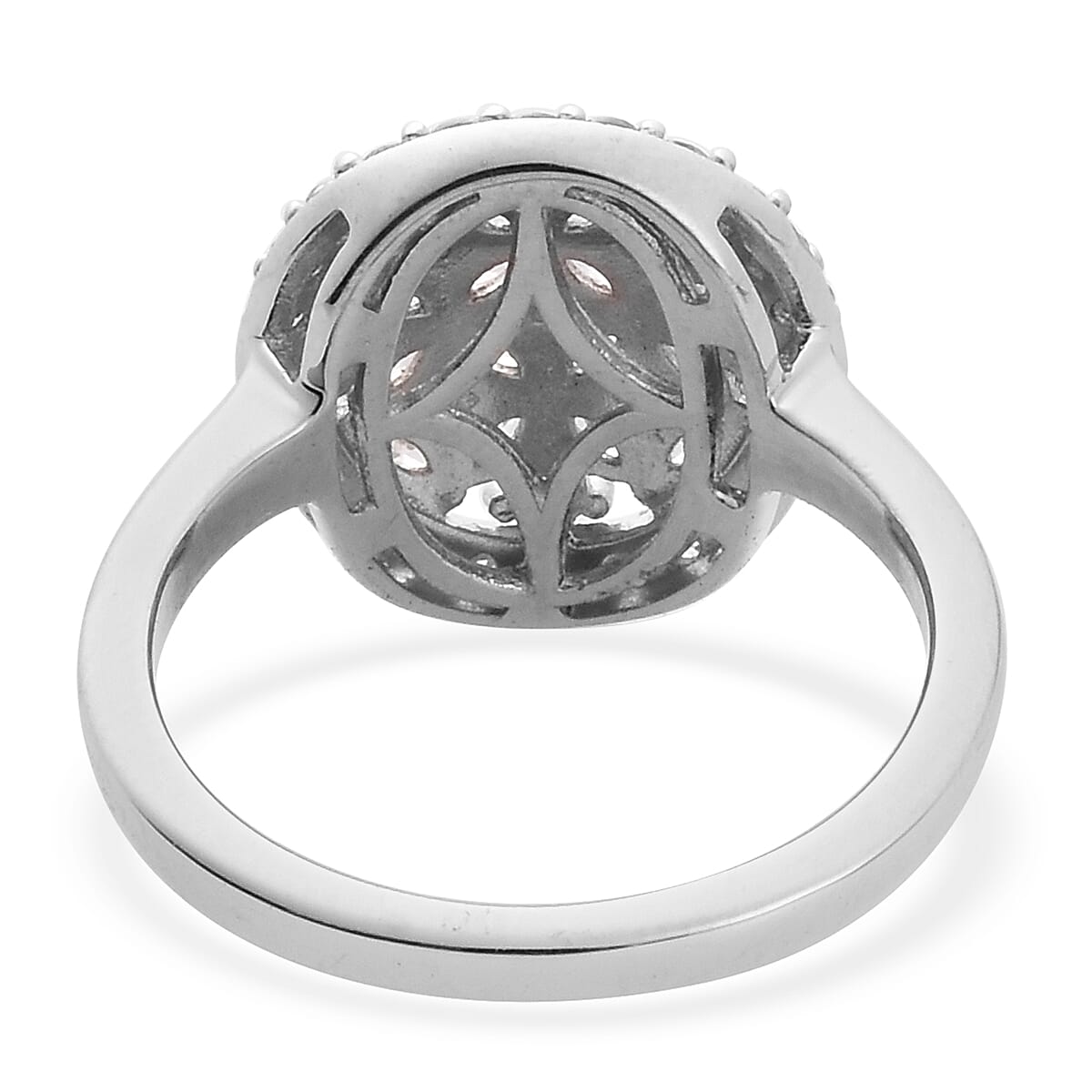 Lustro Stella Platinum Overlay Sterling Silver Cluster Ring Made with Finest CZ 1.70 Ct.