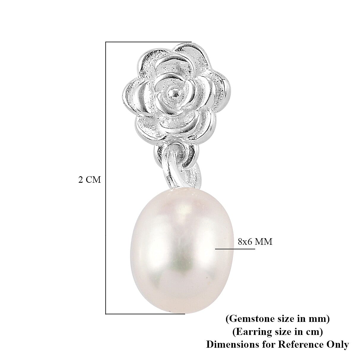 Freshwater Pearl Floral Drop Earrings (with Push Back) in Sterling Silver