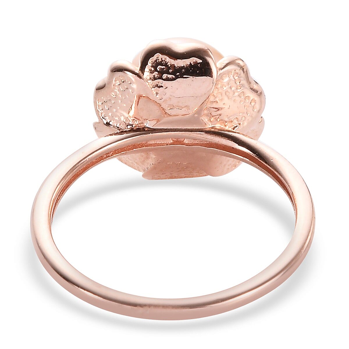 Freshwater Pink Pearl Floral Ring in Rose Gold Overlay Sterling Silver