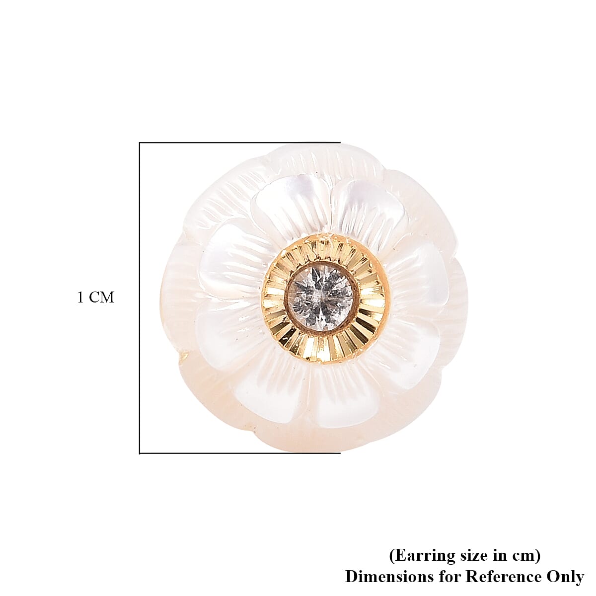 Galatea Pearl - Star in a Pearl- Carved Freshwater White Pearl and Natural Zircon Stud Earrings (with Push Back) in Yellow Gold Overlay Sterling Silver Galatea Pearl - Star in a Pearl- Carved Freshwater White Pearl and Natural Zircon Stud Earrings (with Push Back) in Yellow Gold Overlay Sterling Silver