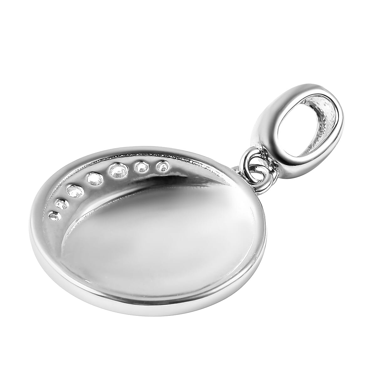 ELANZA Simulated Diamond Enamelled Pendant in Rhodium Overlay Sterling Silver