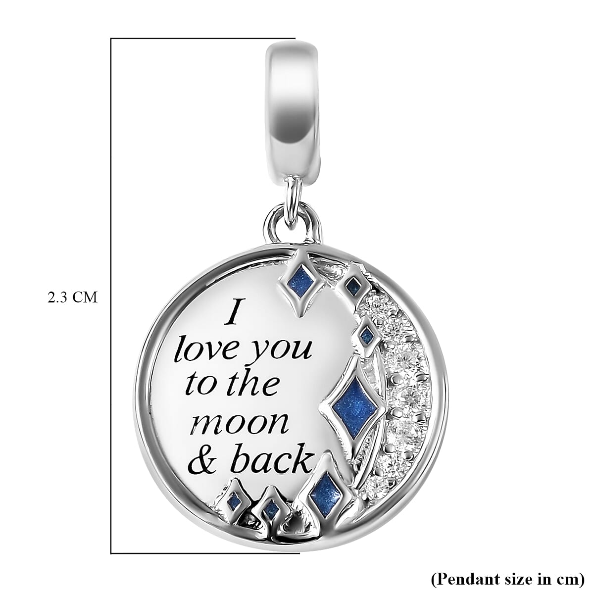 ELANZA Simulated Diamond Enamelled Pendant in Rhodium Overlay Sterling Silver