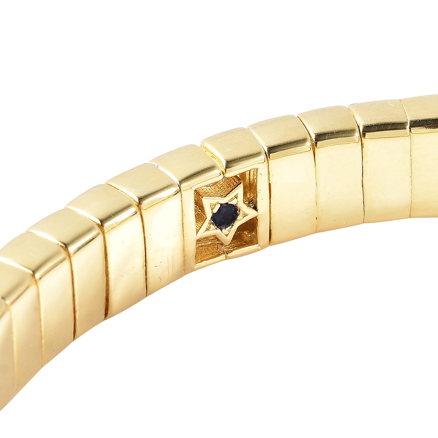 GP Tubogas Collection- Arizona Sleeping Beauty Turquoise Bangle (Size 7.5) in Yellow Gold Overlay Sterling Silver 2.13 Ct, Silver Wt. 33.25 Gms