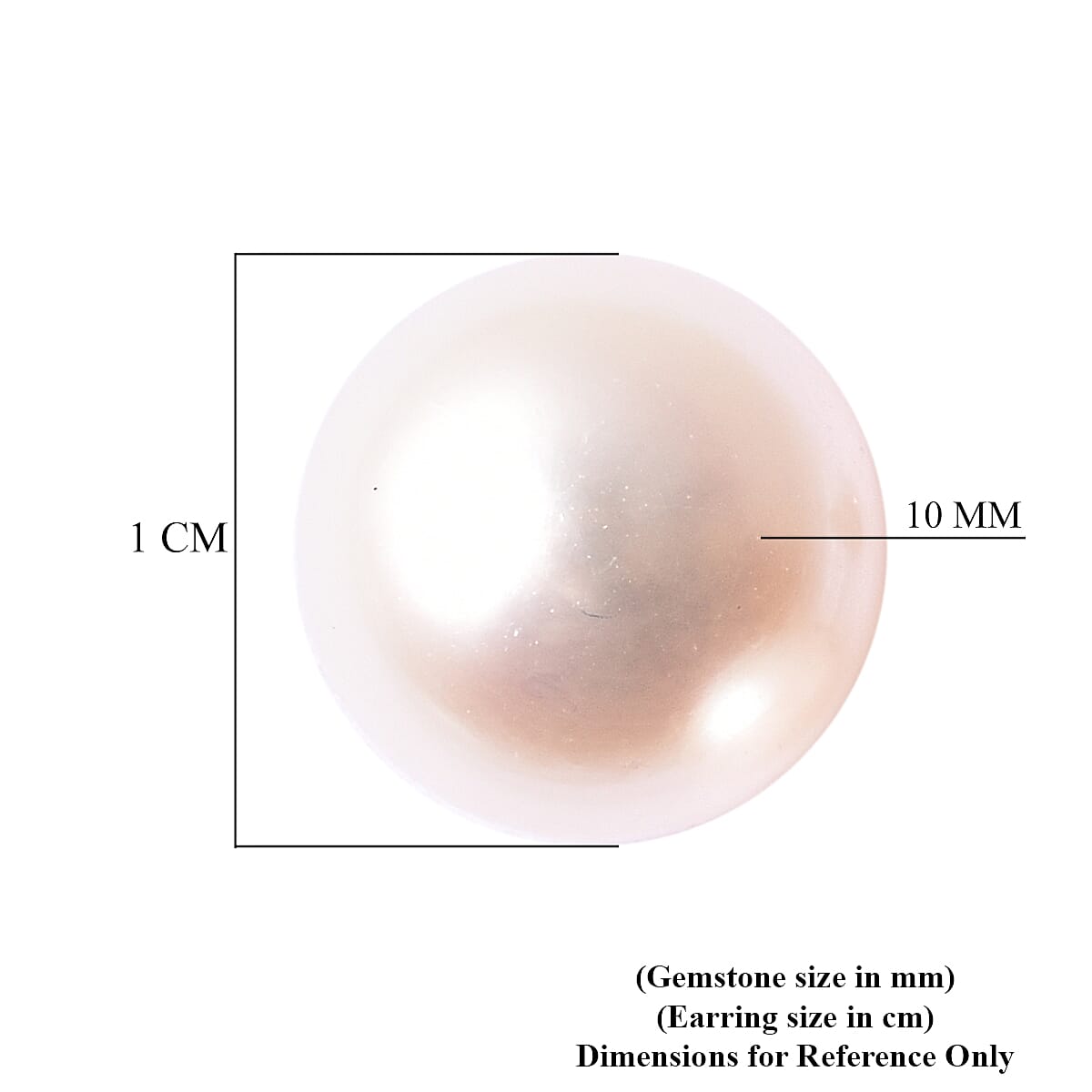 White Edison Pearl Stud Earrings (with Push Back) in Rhodium Overlay Sterling Silver