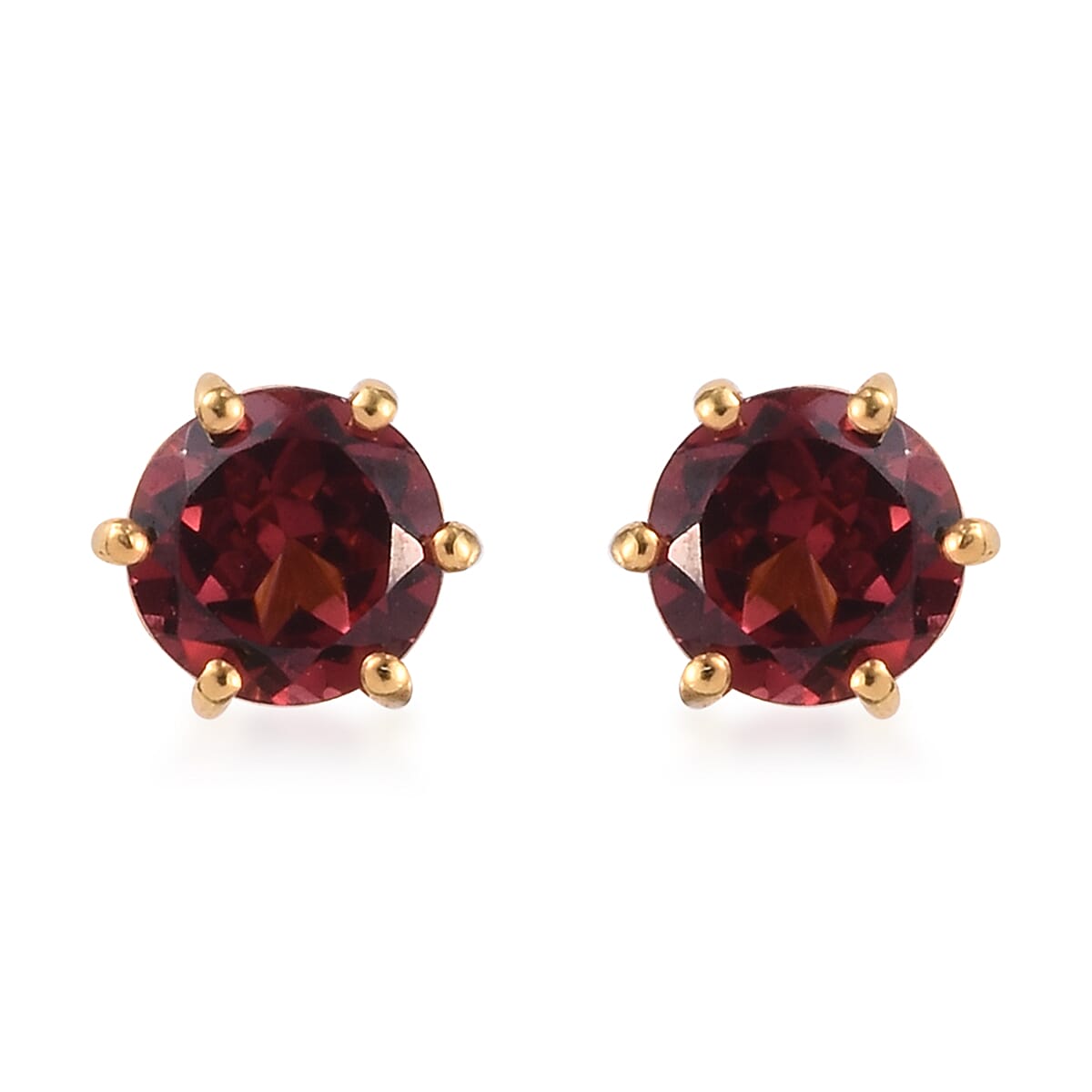 Rose Garnet Stud Earrings (with Push Back) in 14K Gold Overlay Sterling Silver 1.25 Ct.