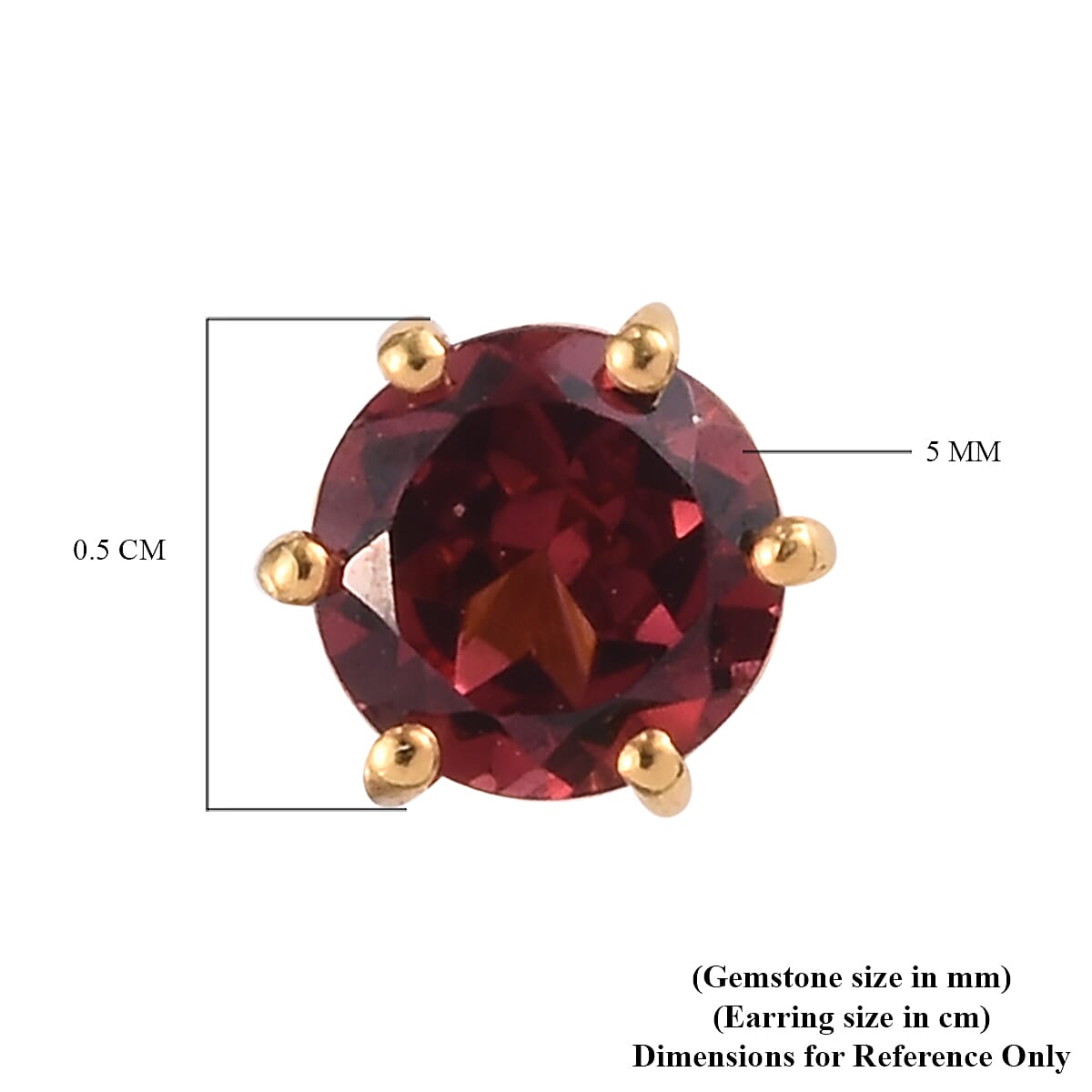 Rose Garnet Stud Earrings (with Push Back) in 14K Gold Overlay Sterling Silver 1.25 Ct.