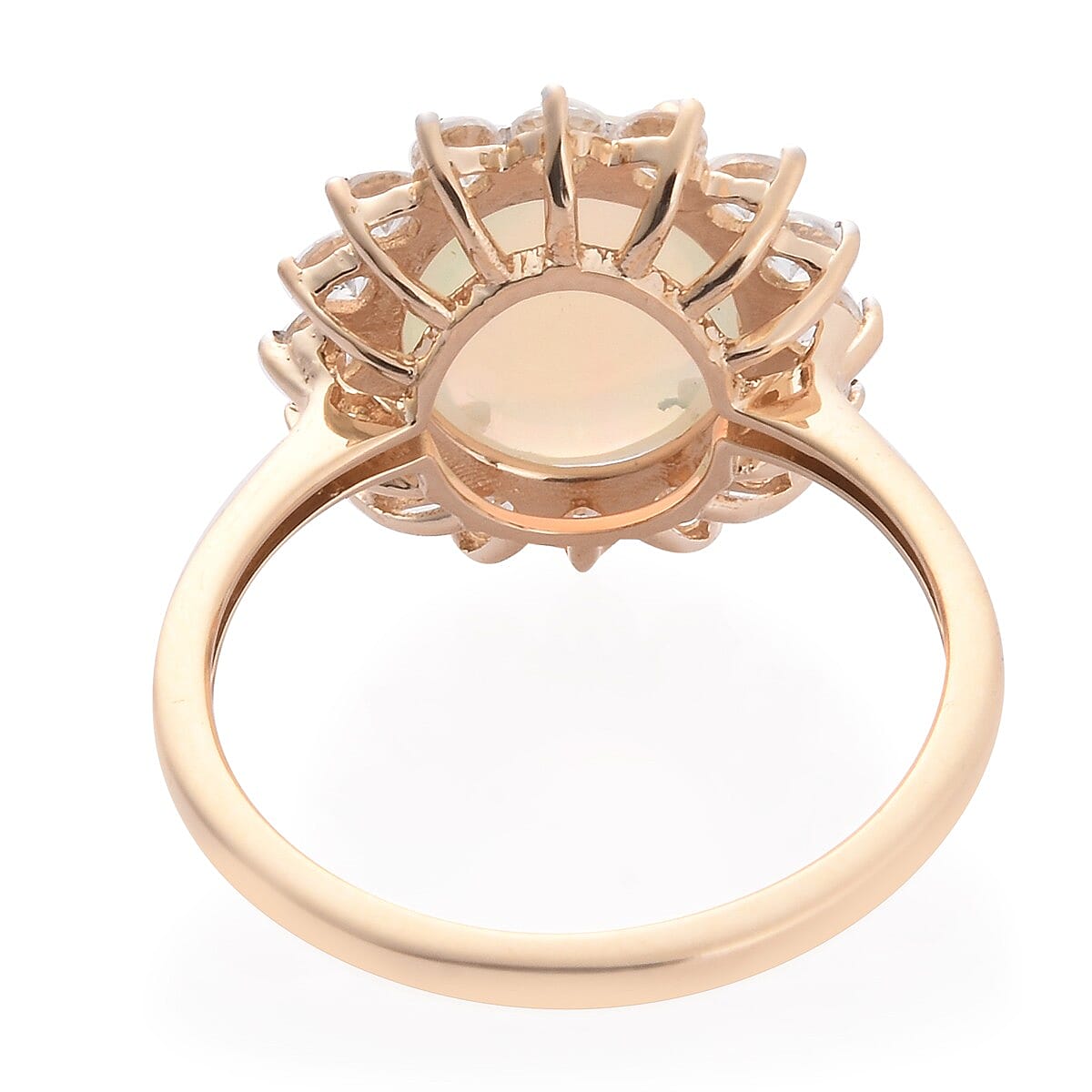 9K Yellow Gold Wegel Tena Opal and Natural Zircon Halo Ring 3.25 Ct.