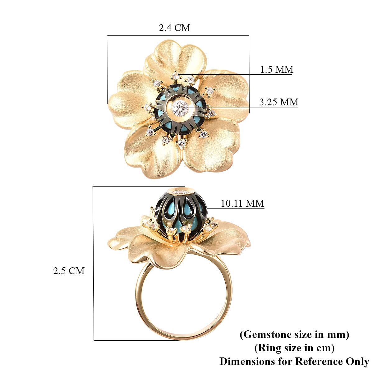 Galatea Pearl - Tahiti Pearl and Natural Zircon Flower Design Carved Ring in 18K Yellow Gold Vermeil Plated Sterling Silver 4.35 Ct, Silver Wt 10.00 Gms Galatea Pearl - Tahiti Pearl and Natural Zircon Flower Design Carved Ring in 18K Yellow Gold Vermeil Plated Sterling Silver 4.35 Ct, Silver Wt 10.00 Gms