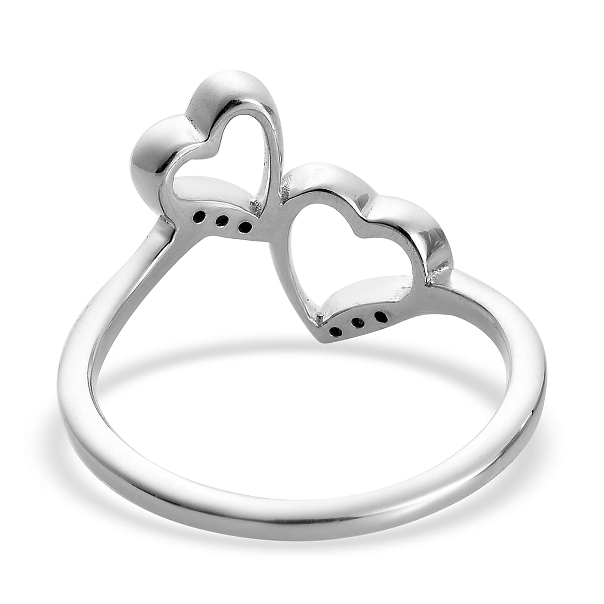 Diamond Hearts Ring in Platinum Overlay Sterling Silver