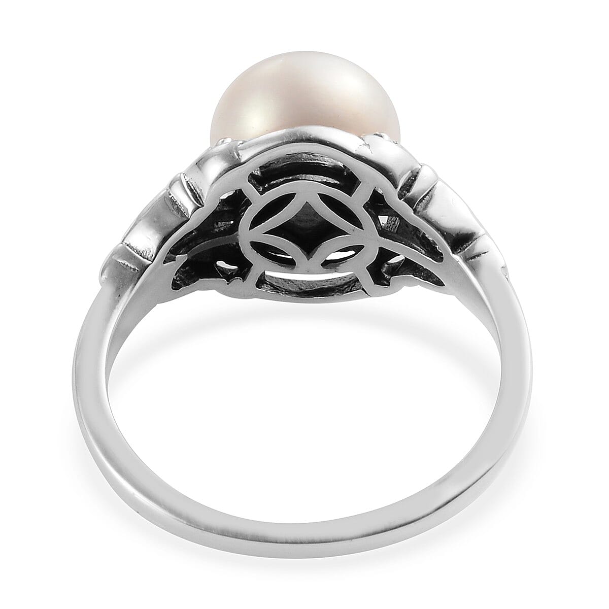 Freshwater Pearl Pearl Ring in Rhodium Overlay Sterling Silver