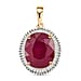 9K Yellow Gold AAA Cabo Delgado Ruby and Diamond Halo Pendant 7.52 Ct.
