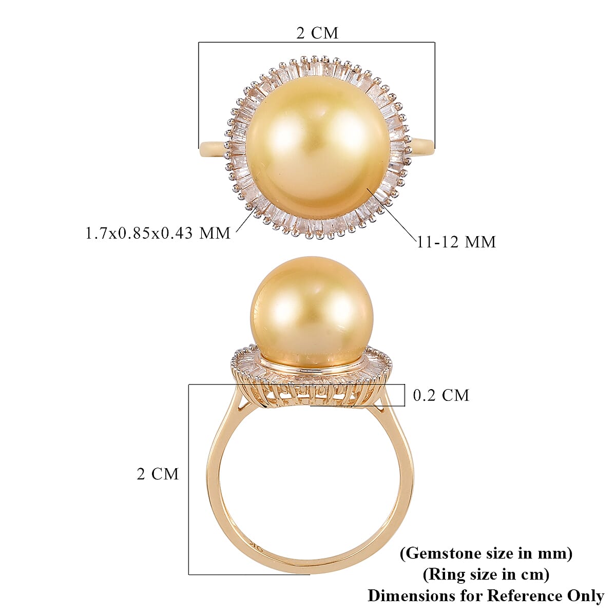 9K Yellow Gold South Sea Pearl & White Diamond (SI-G-H) Halo Ring 11.40 Ct.