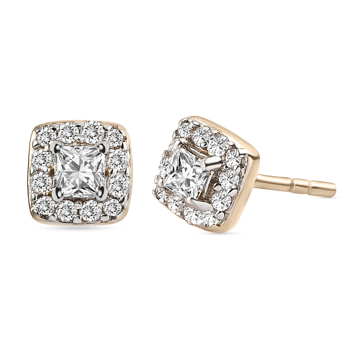 9K Yellow Gold SGL Certified Diamond (I3-H-I) Stud Earrings (With Push Back) 0.24 Ct