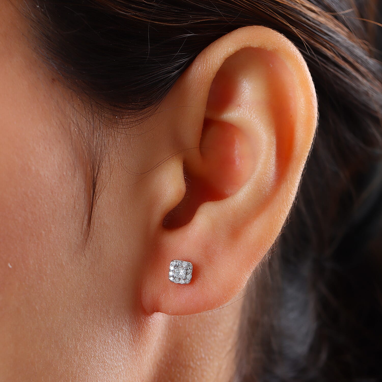 9K Yellow Gold SGL Certified Diamond (I3-H-I) Stud Earrings (With Push Back) 0.24 Ct