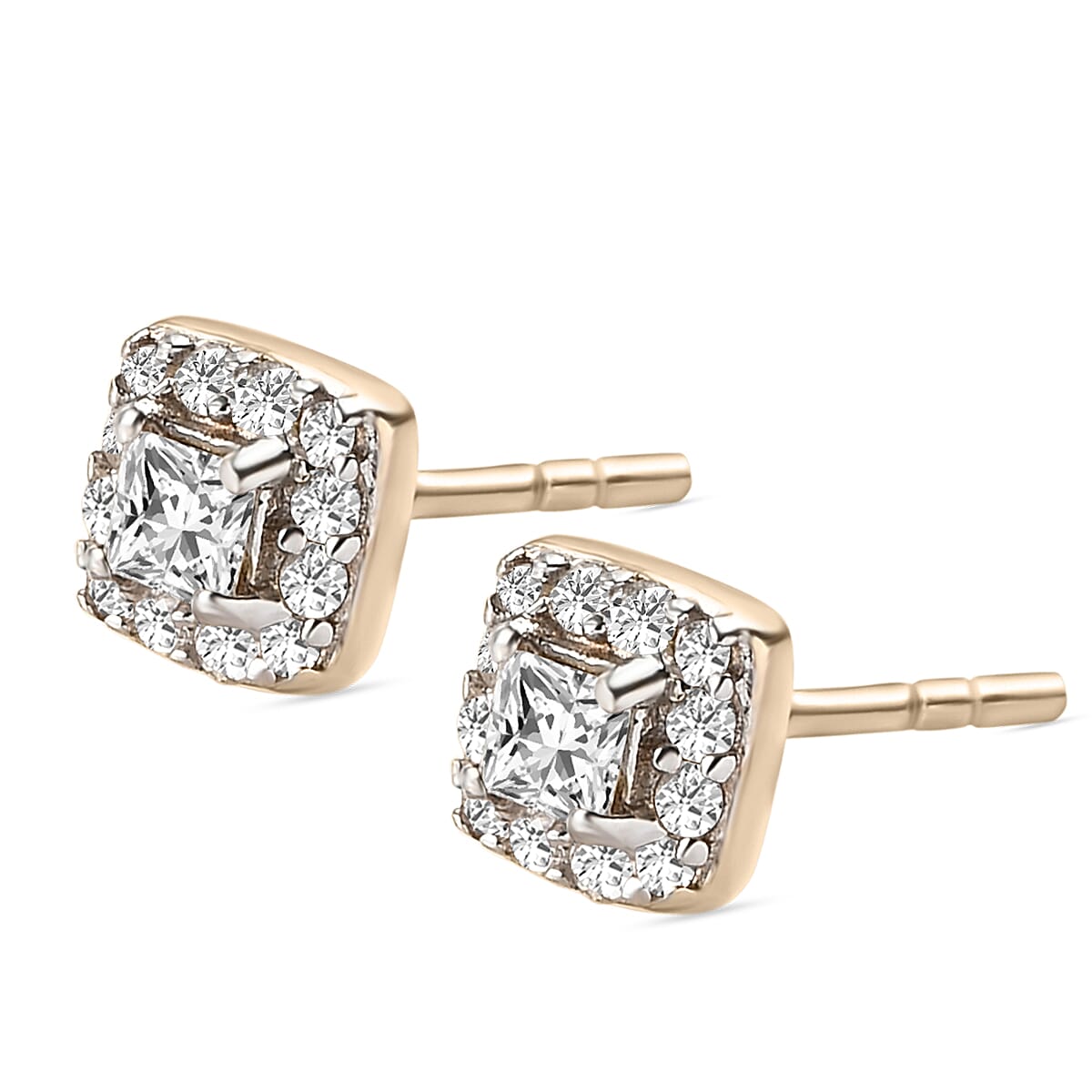 9K Yellow Gold SGL Certified Diamond (I3-H-I) Stud Earrings (With Push Back) 0.24 Ct