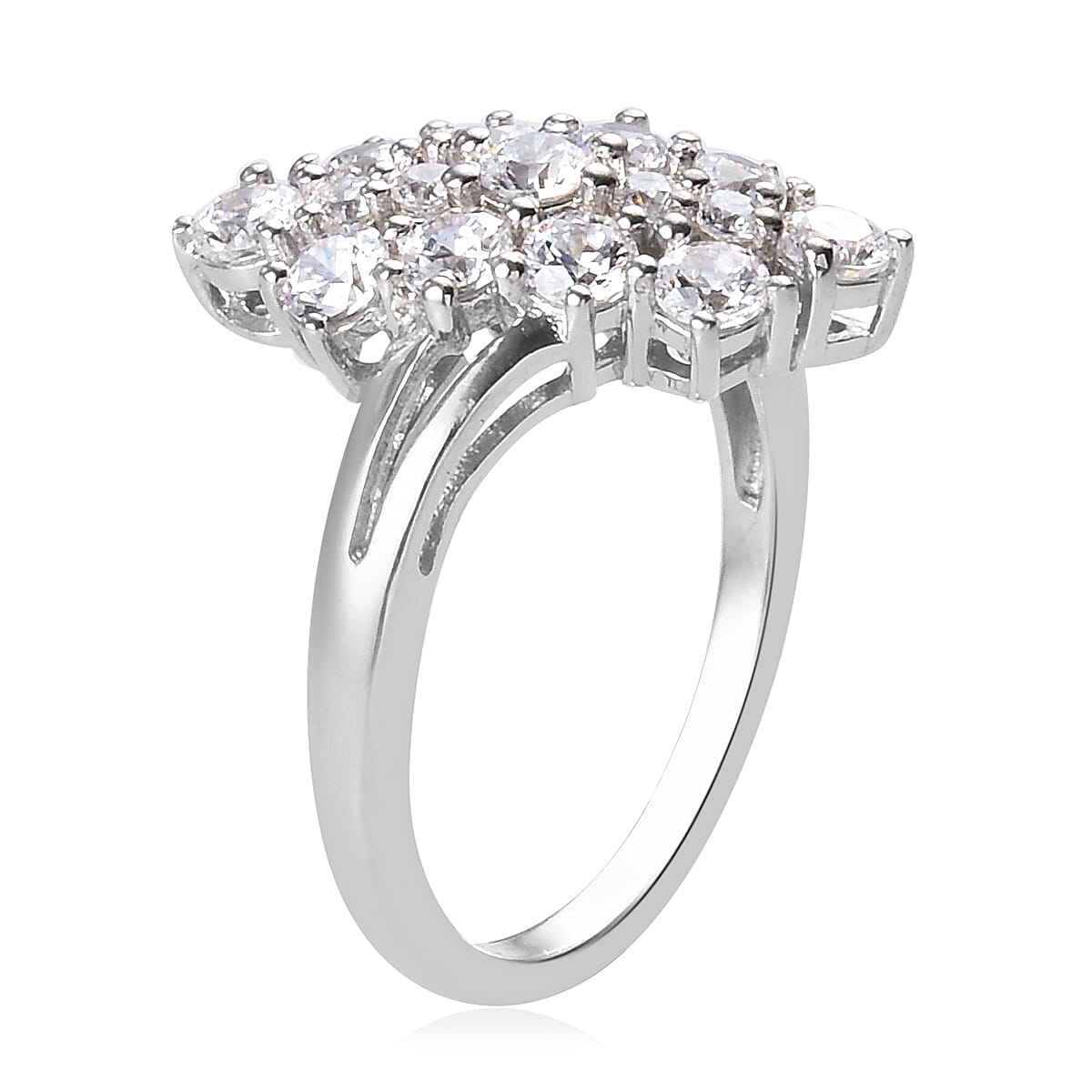 Lustro Stella Platinum Overlay Sterling Silver Ring Made with Finest CZ 2.60 Ct.