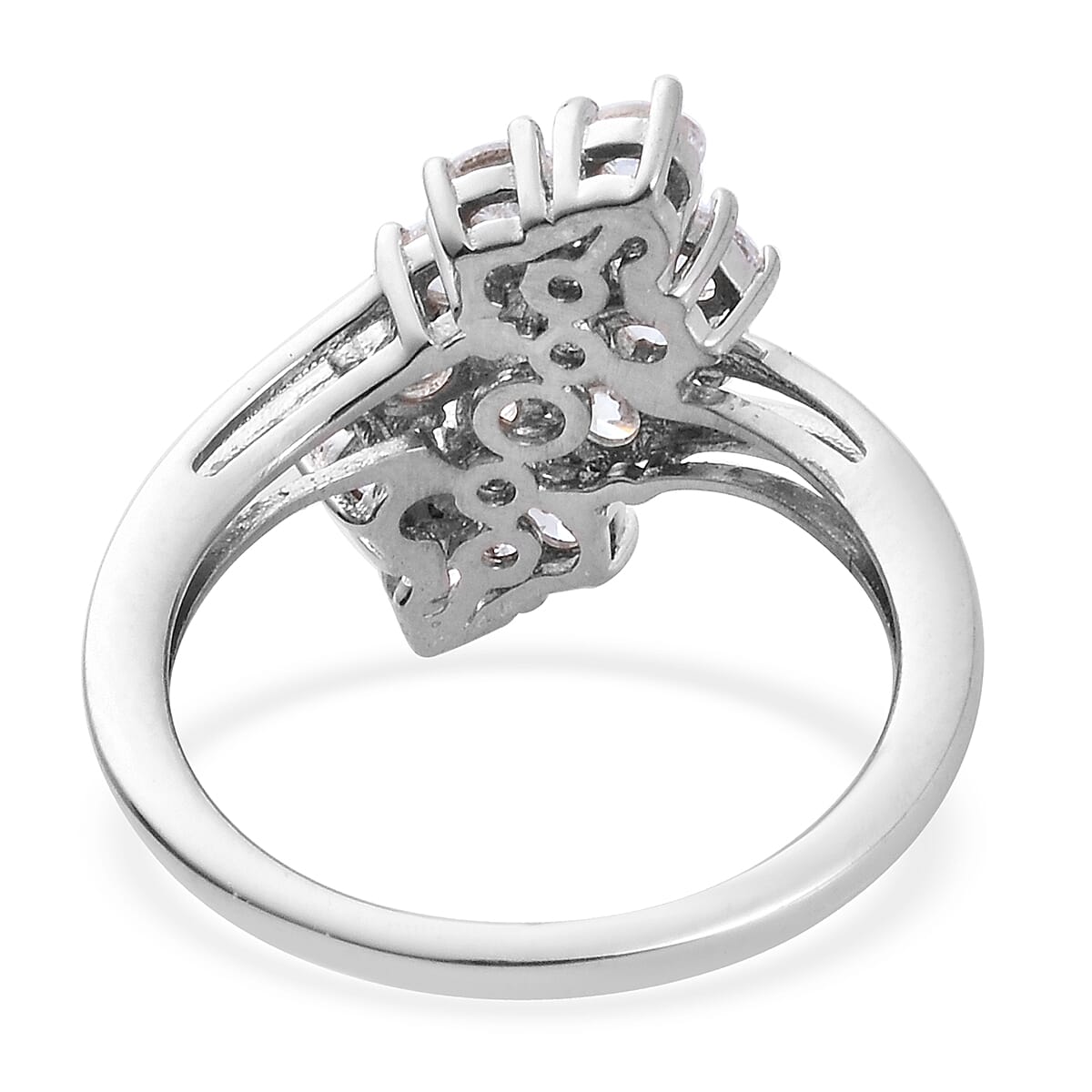 Lustro Stella Platinum Overlay Sterling Silver Ring Made with Finest CZ 2.60 Ct.