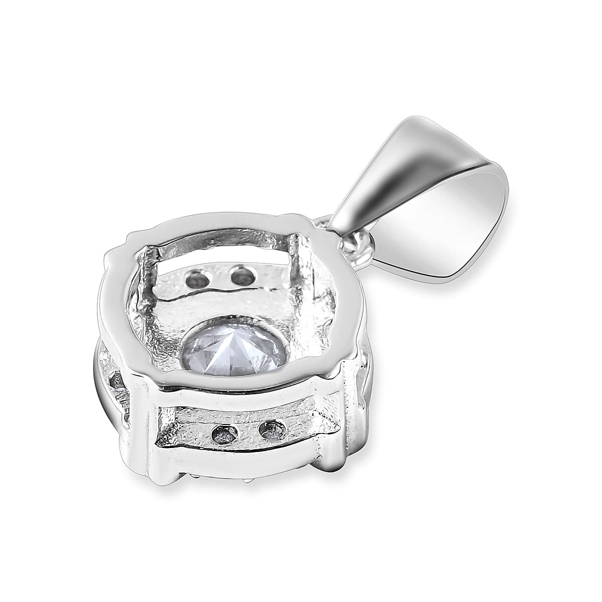 ELANZA Simulated Diamond Pendant in Rhodium Overlay Sterling Silver
