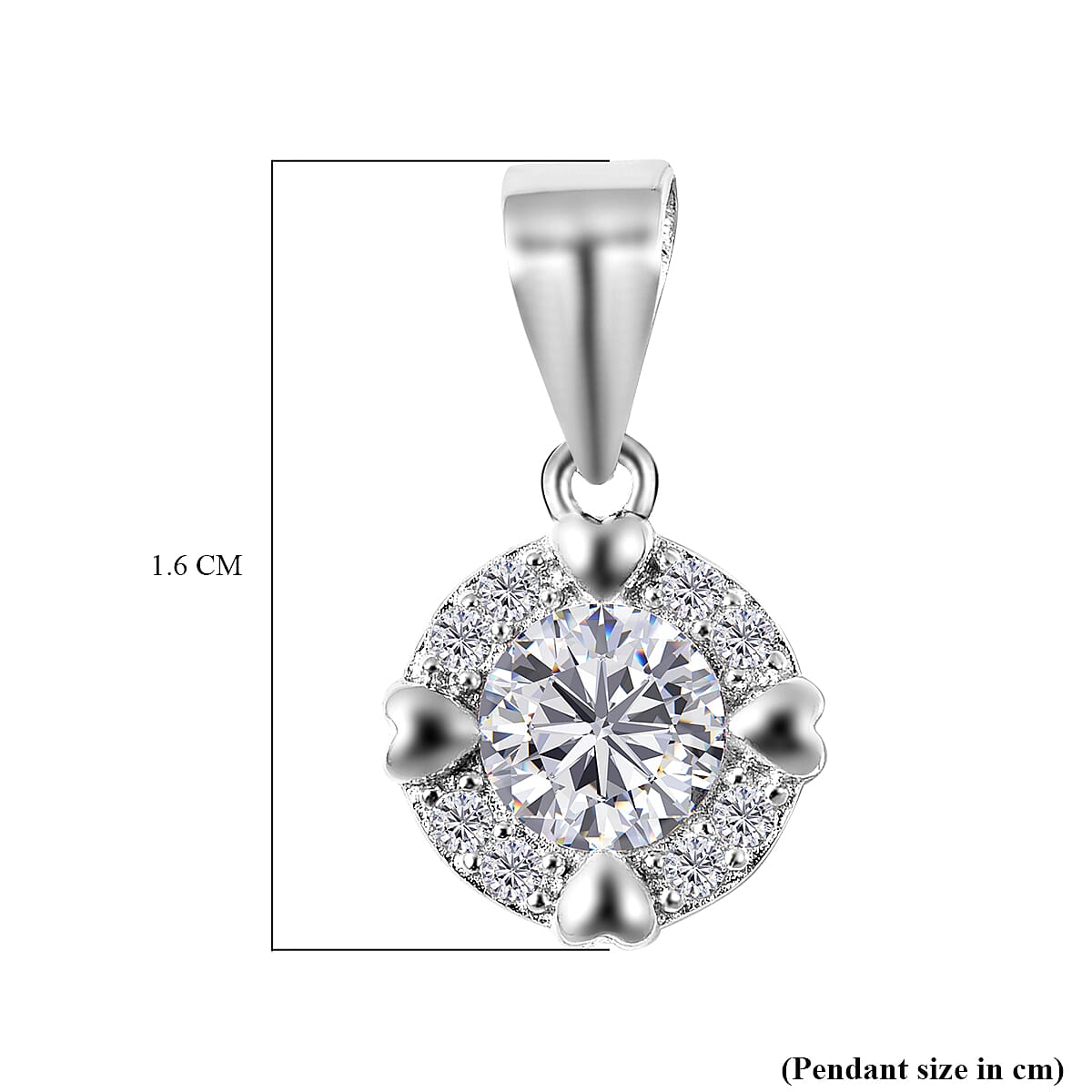 ELANZA Simulated Diamond Pendant in Rhodium Overlay Sterling Silver