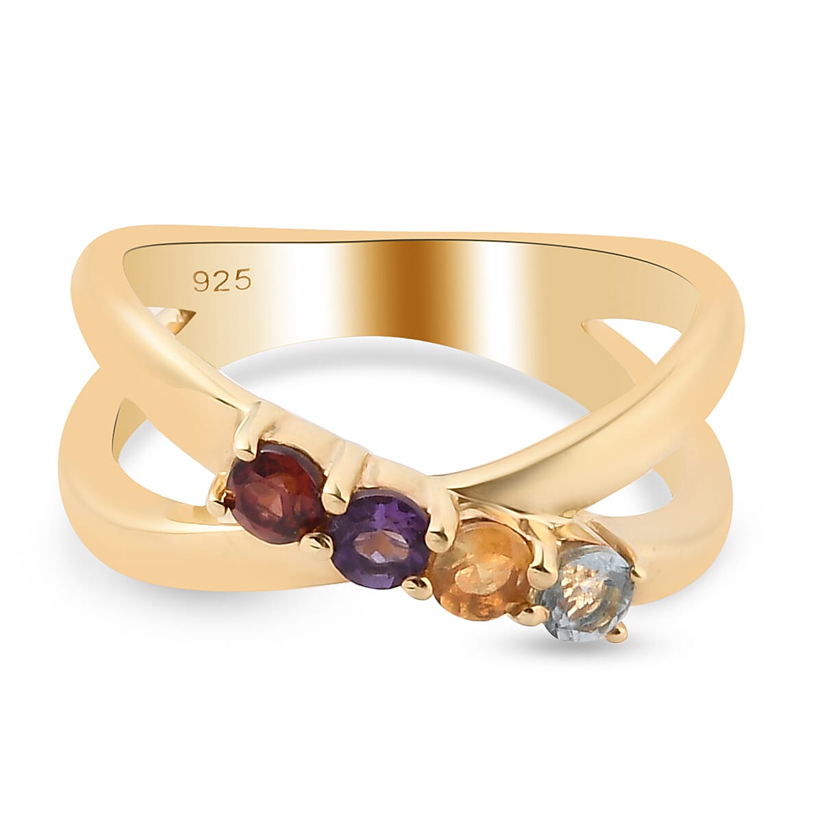 Multi Gem Ring Stone in 14K Gold Overlay Sterling Silver