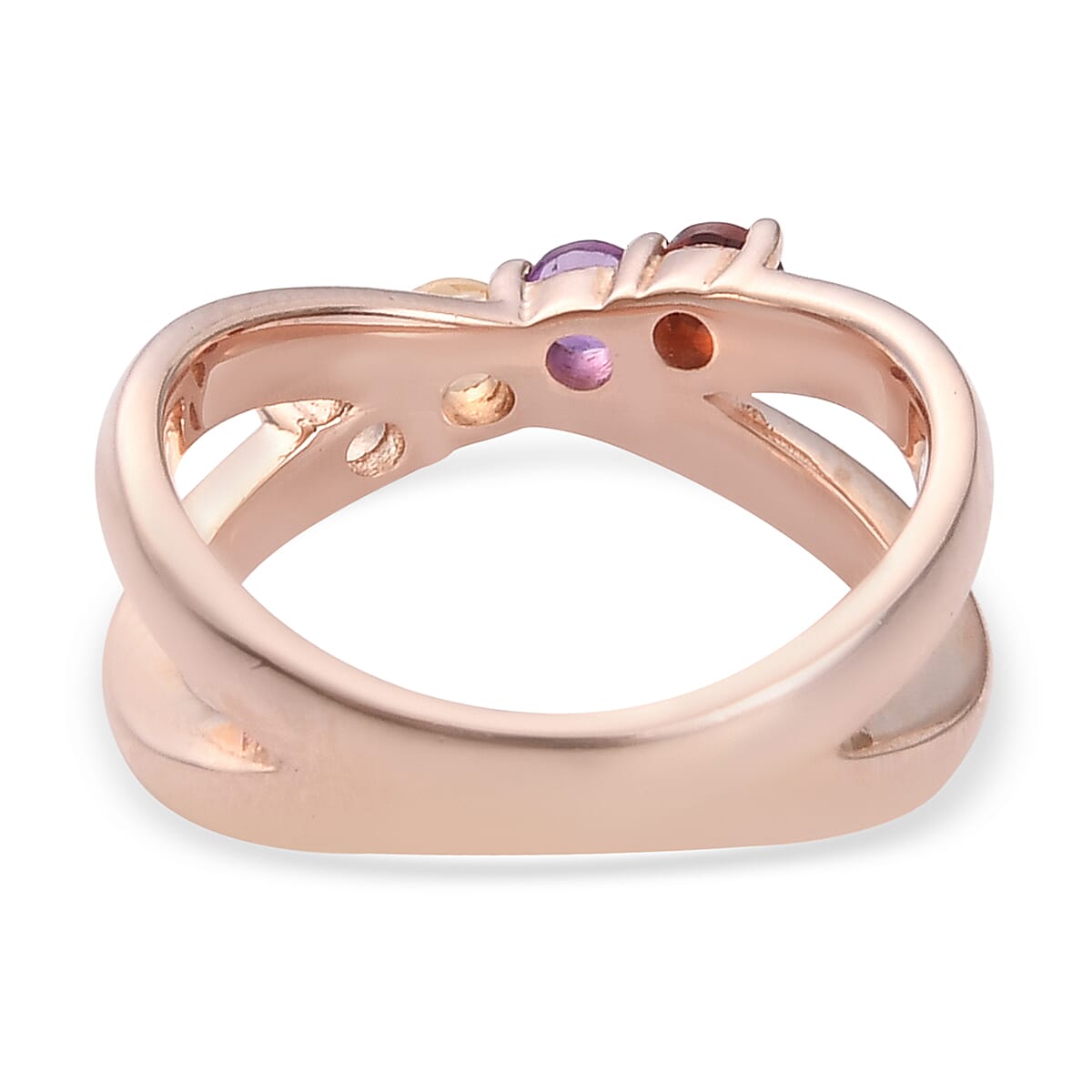 Multi Gem Ring Stone in Rose Gold Overlay Sterling Silver