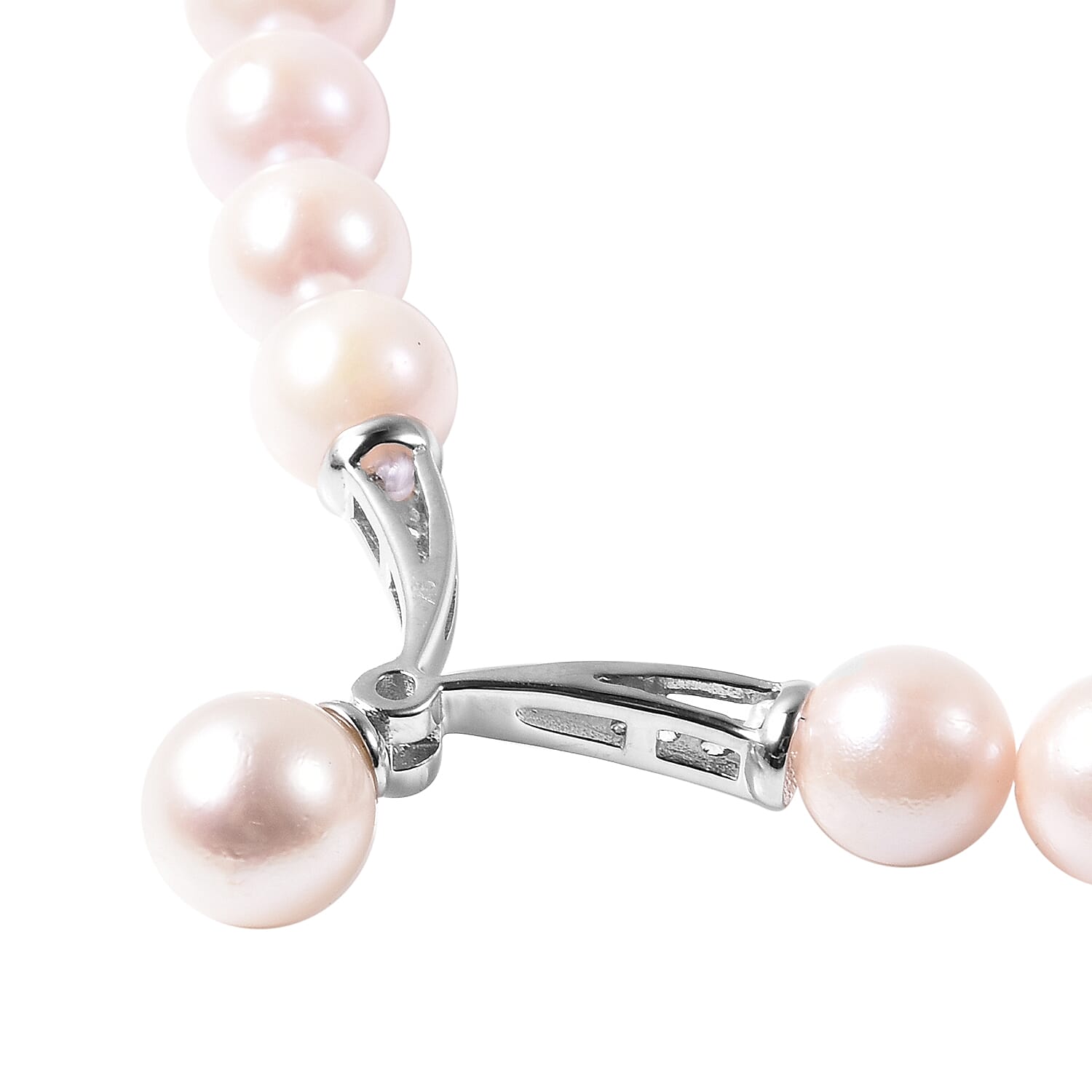 Designer Inspired 9K White Gold Japanese Akoya Pearl and Natural Cambodian Zircon Necklace (Size 20)