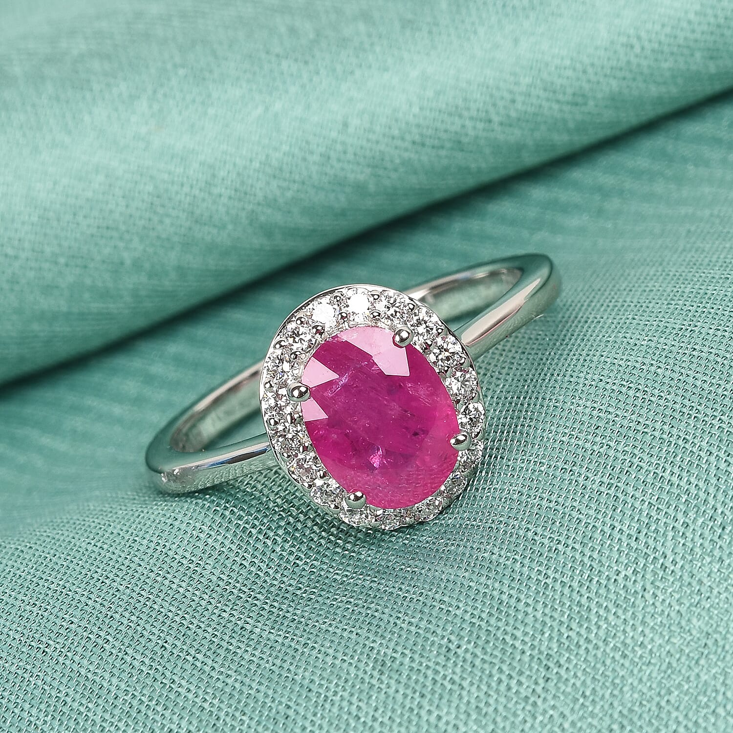 RHAPSODY 950 Platinum AAAA Natural Mozambique Ruby and Diamond (VS-E-F) Halo Ring 1.75 Ct Plt Wt 4.74 Gms
