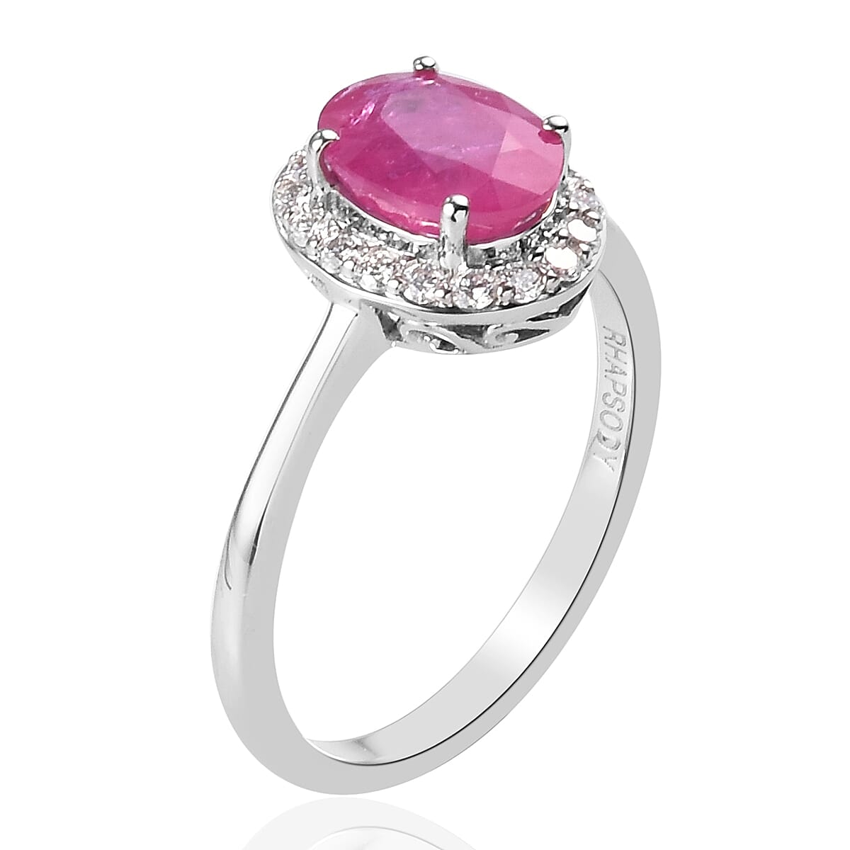 RHAPSODY 950 Platinum AAAA Natural Mozambique Ruby and Diamond (VS-E-F) Halo Ring 1.75 Ct Plt Wt 4.74 Gms