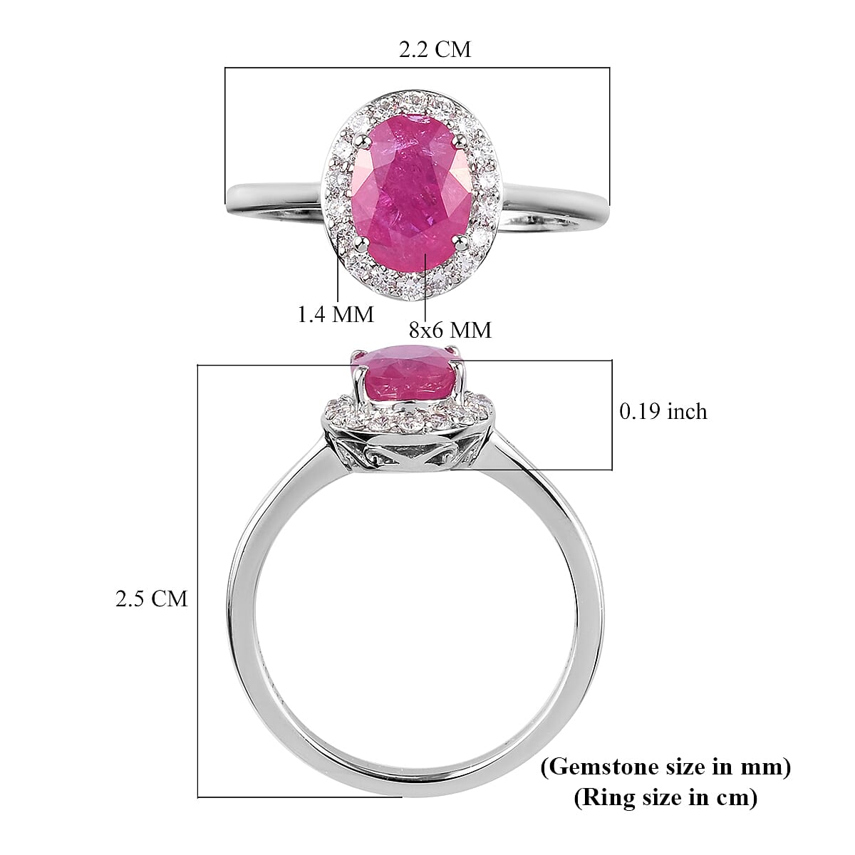RHAPSODY 950 Platinum AAAA Natural Mozambique Ruby and Diamond (VS-E-F) Halo Ring 1.75 Ct Plt Wt 4.74 Gms